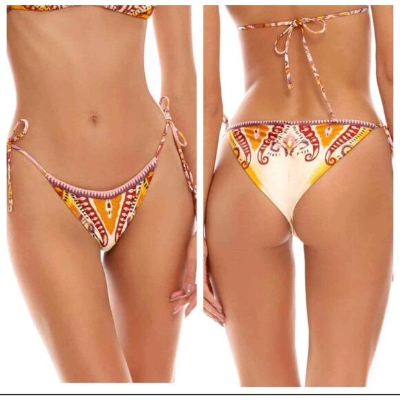 New! Agua Bendita Alegria Leva Women's String Bikini Bottom Size XL Ivory 14741 - Picture 1 of 3